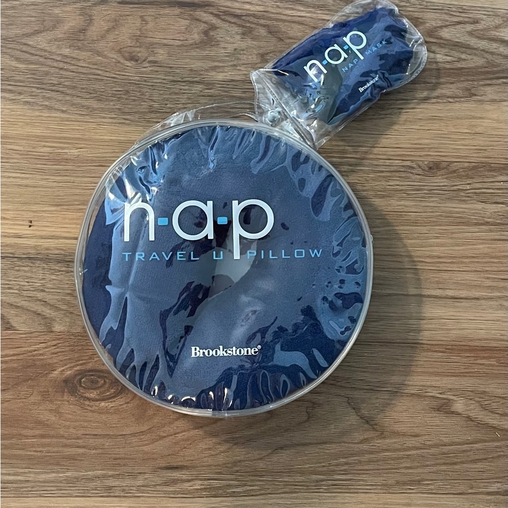 Brookstone n·a·p Travel U Pillow - Navy Blue